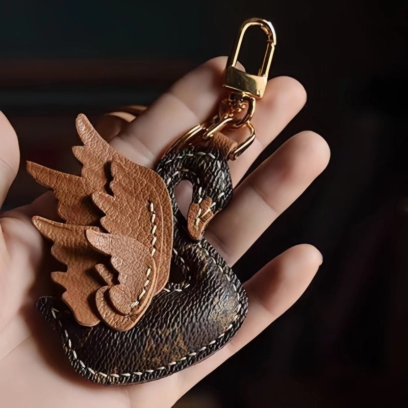 Elegant Black and White Swan Bag Charm – Original Design, Premium Leather, Handcrafted Accessory, Keychain for Women, Ideal for Unique Gifts - Tomlynam