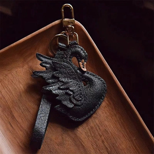 Elegant Black and White Swan Bag Charm – Original Design, Premium Leather, Handcrafted Accessory, Keychain for Women, Ideal for Unique Gifts - Tomlynam