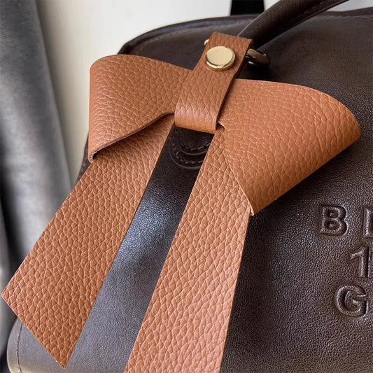 Elegant Leather Bow Bag Charm – Handmade Multi - Color Genuine Leather Pendant | Minimalist Feminine Accessory | Premium Gift for Her - Tomlynam