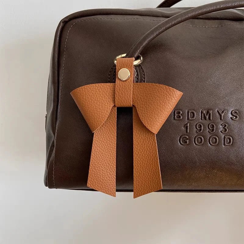 Elegant Leather Bow Bag Charm – Handmade Multi - Color Genuine Leather Pendant | Minimalist Feminine Accessory | Premium Gift for Her - Tomlynam