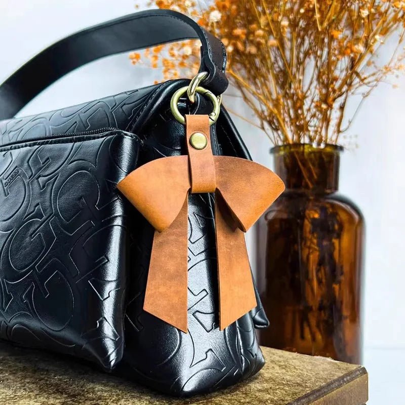 Elegant Leather Bow Bag Charm – Handmade Multi - Color Genuine Leather Pendant | Minimalist Feminine Accessory | Premium Gift for Her - Tomlynam
