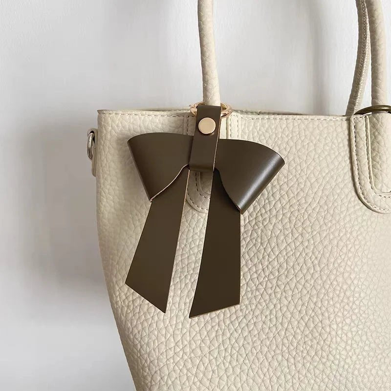 Elegant Leather Bow Bag Charm – Handmade Multi - Color Genuine Leather Pendant | Minimalist Feminine Accessory | Premium Gift for Her - Tomlynam