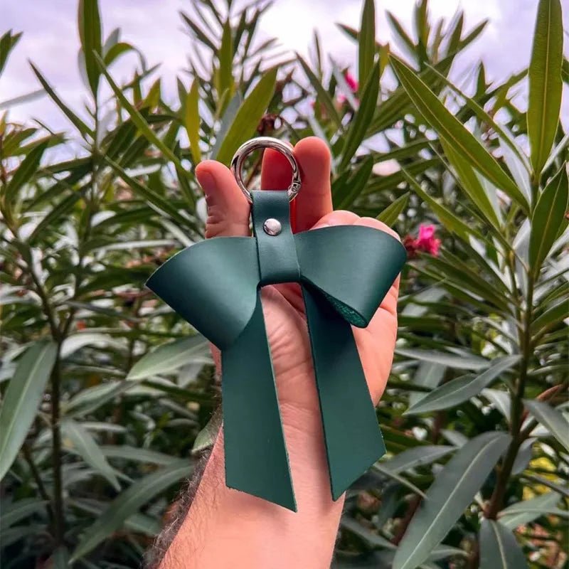 Elegant Leather Bow Bag Charm – Handmade Multi - Color Genuine Leather Pendant | Minimalist Feminine Accessory | Premium Gift for Her - Tomlynam