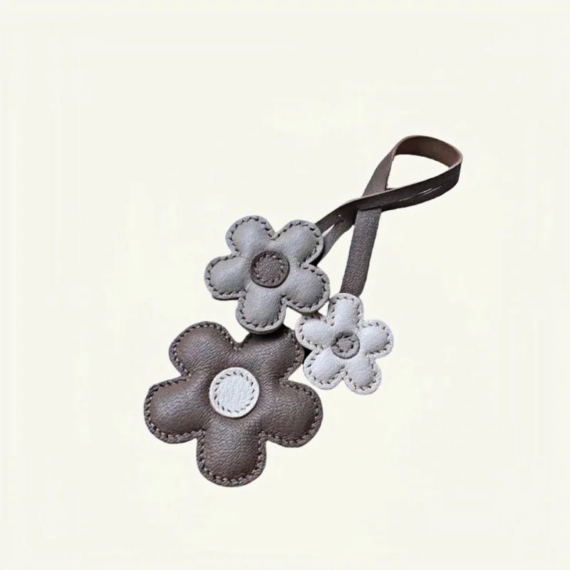Elegant Sunflower Charm - Dual - Flower and Triple - Flower Multicolor Handmade Genuine Leather Bag, Backpack Accessory, Keychain, Premium Gift - Tomlynam