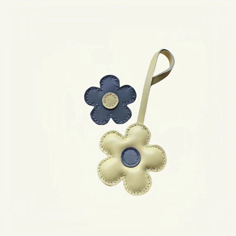 Elegant Sunflower Charm - Dual - Flower and Triple - Flower Multicolor Handmade Genuine Leather Bag, Backpack Accessory, Keychain, Premium Gift - Tomlynam