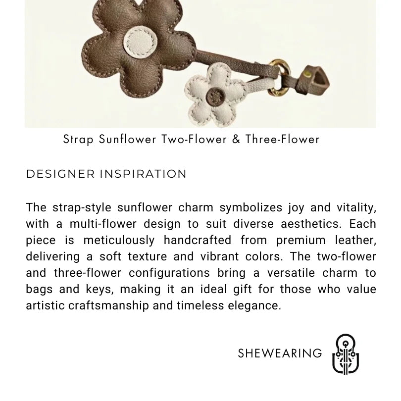 Elegant Sunflower Charm - Dual - Flower and Triple - Flower Multicolor Handmade Genuine Leather Bag, Backpack Accessory, Keychain, Premium Gift - Tomlynam