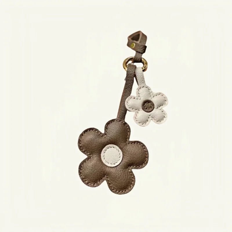 Elegant Sunflower Charm - Dual - Flower and Triple - Flower Multicolor Handmade Genuine Leather Bag, Backpack Accessory, Keychain, Premium Gift - Tomlynam