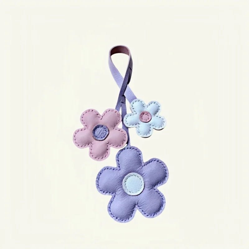 Elegant Sunflower Charm - Dual - Flower and Triple - Flower Multicolor Handmade Genuine Leather Bag, Backpack Accessory, Keychain, Premium Gift - Tomlynam