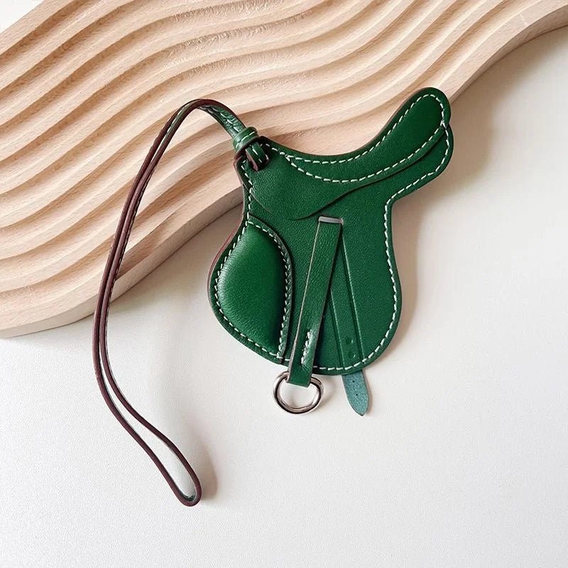 Equestrian - Inspired Saddle Bag Charm – Handcrafted French Goatskin Pendant | Unique Keychain Accent | Timeless Equestrian Style - Tomlynam
