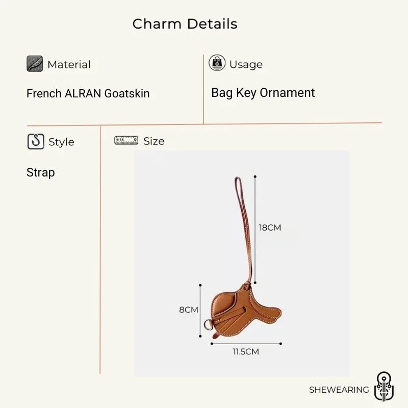 Equestrian - Inspired Saddle Bag Charm – Handcrafted French Goatskin Pendant | Unique Keychain Accent | Timeless Equestrian Style - Tomlynam