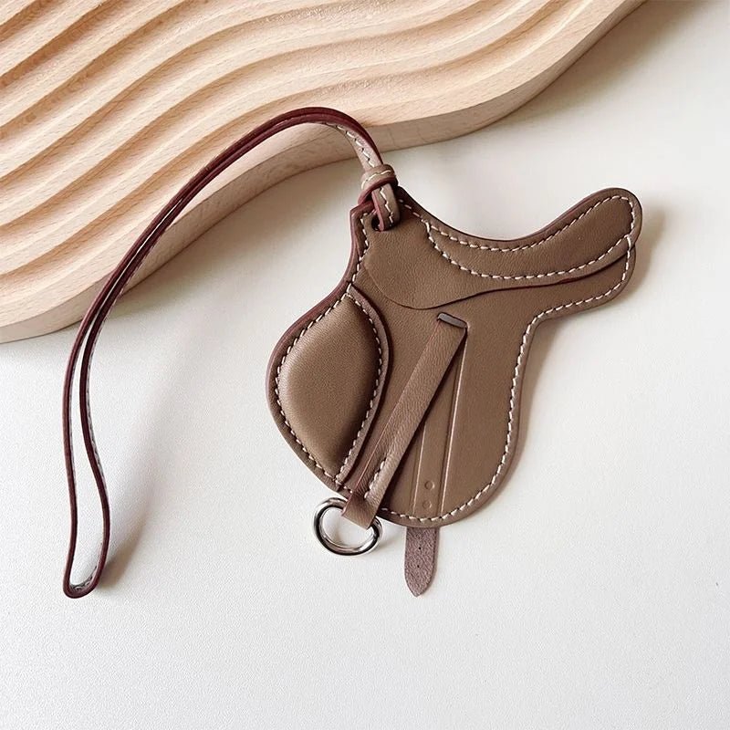 Equestrian - Inspired Saddle Bag Charm – Handcrafted French Goatskin Pendant | Unique Keychain Accent | Timeless Equestrian Style - Tomlynam