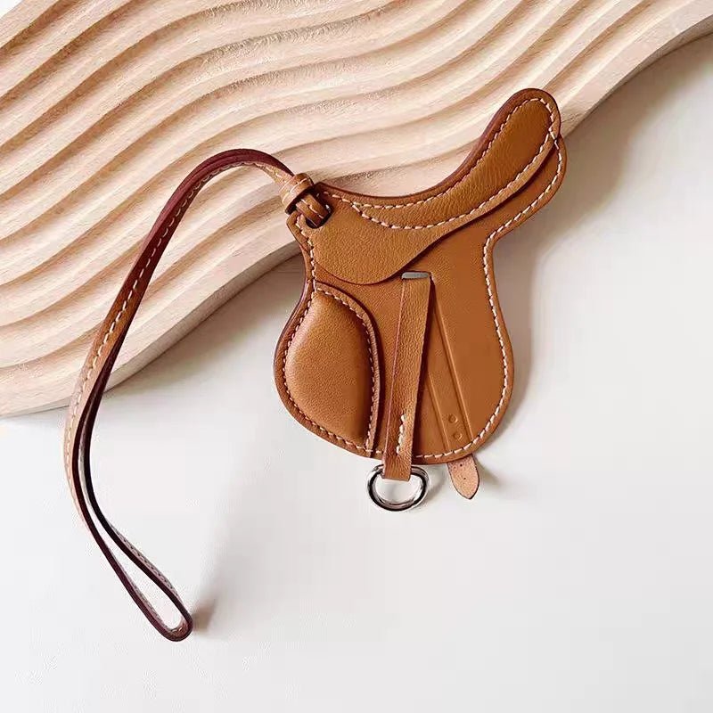 Equestrian - Inspired Saddle Bag Charm – Handcrafted French Goatskin Pendant | Unique Keychain Accent | Timeless Equestrian Style - Tomlynam