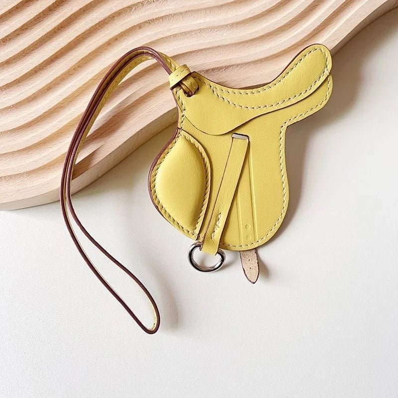 Equestrian - Inspired Saddle Bag Charm – Handcrafted French Goatskin Pendant | Unique Keychain Accent | Timeless Equestrian Style - Tomlynam
