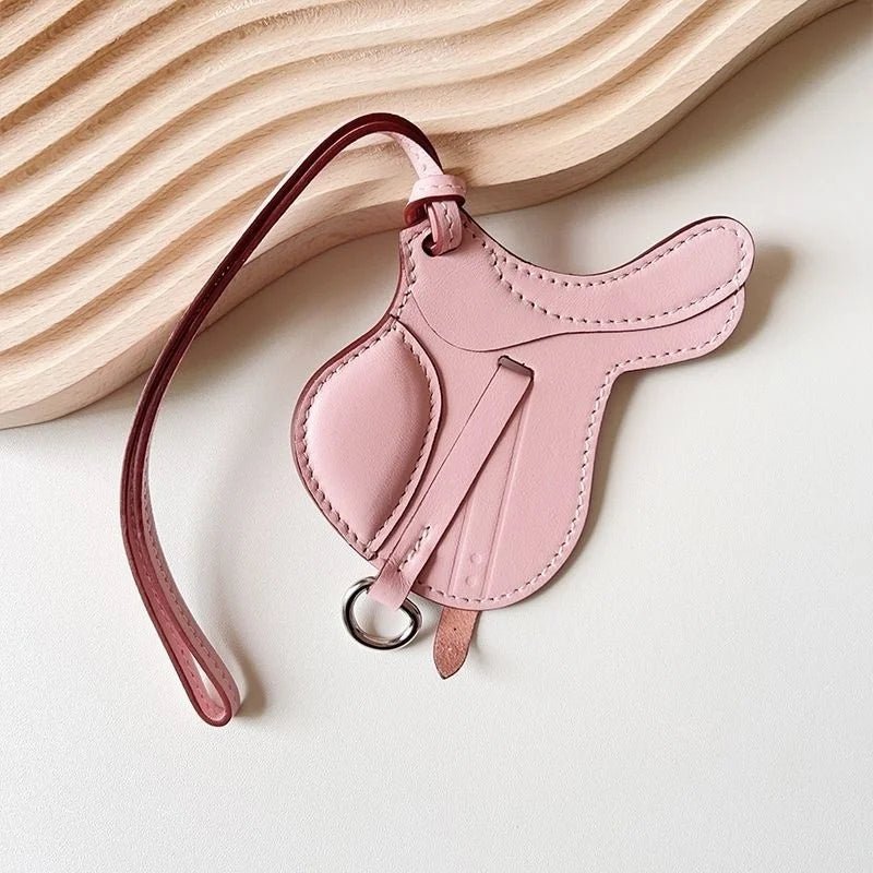 Equestrian - Inspired Saddle Bag Charm – Handcrafted French Goatskin Pendant | Unique Keychain Accent | Timeless Equestrian Style - Tomlynam