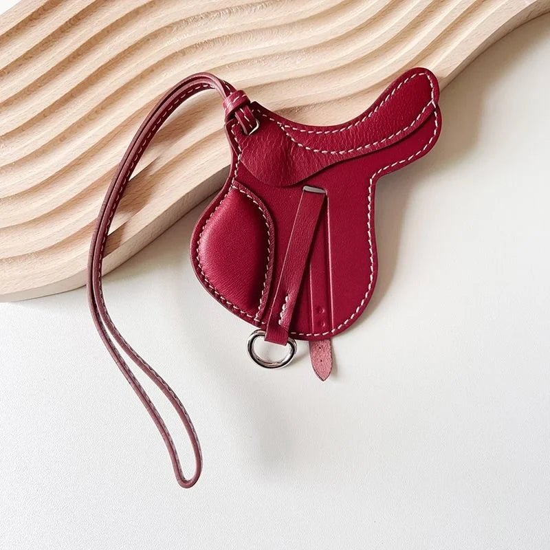Equestrian - Inspired Saddle Bag Charm – Handcrafted French Goatskin Pendant | Unique Keychain Accent | Timeless Equestrian Style - Tomlynam
