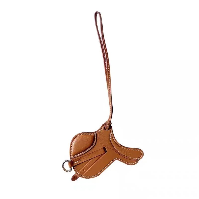 Equestrian - Inspired Saddle Bag Charm – Handcrafted French Goatskin Pendant | Unique Keychain Accent | Timeless Equestrian Style - Tomlynam
