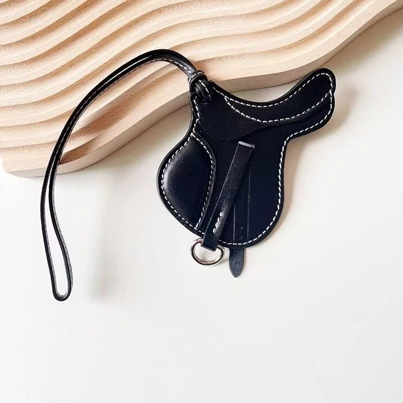 Equestrian - Inspired Saddle Bag Charm – Handcrafted French Goatskin Pendant | Unique Keychain Accent | Timeless Equestrian Style - Tomlynam
