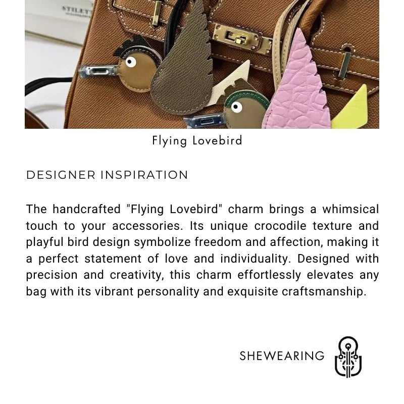 Flying Lovebird Charm – Handcrafted Genuine Leather Bag Accessory | Symbol of Freedom and Affection - Tomlynam