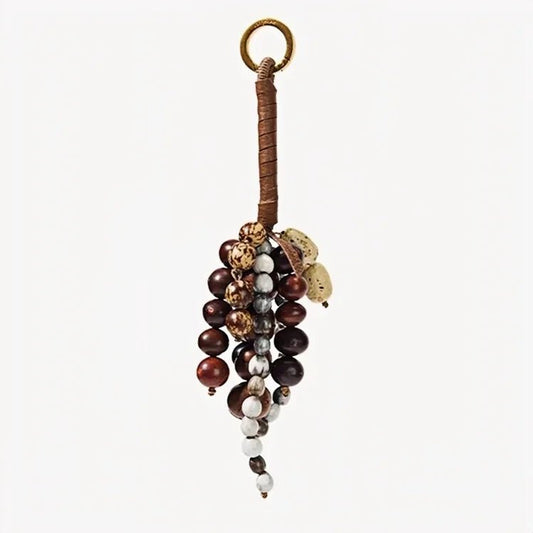 Fortune Seeds Natural Beaded Bag Charm – Handcrafted Lucky Pendant | Unique Artisanal Accessory | Elegant Statement for Handbags - Tomlynam