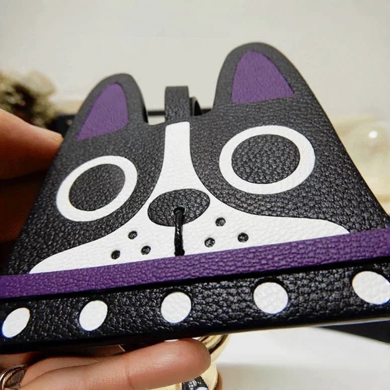 French Bulldog Leather Bag Charm – Handcrafted ALRAN Goatskin Dog Pendant | Original Design Keychain | Cute Gift for Dog Lovers - Tomlynam