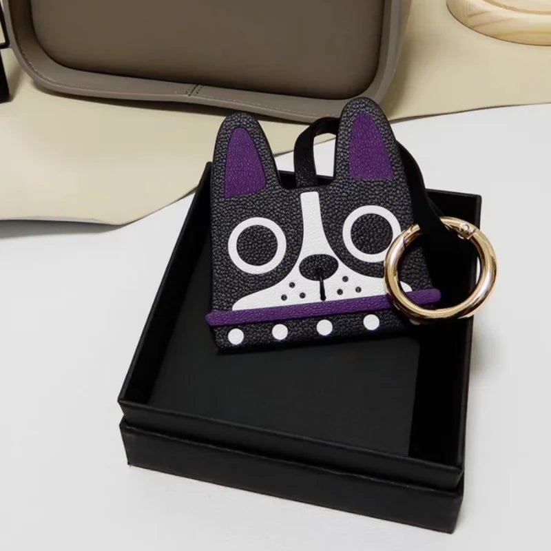 French Bulldog Leather Bag Charm – Handcrafted ALRAN Goatskin Dog Pendant | Original Design Keychain | Cute Gift for Dog Lovers - Tomlynam