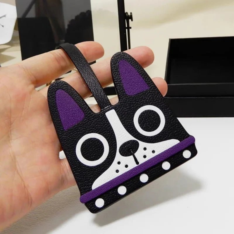 French Bulldog Leather Bag Charm – Handcrafted ALRAN Goatskin Dog Pendant | Original Design Keychain | Cute Gift for Dog Lovers - Tomlynam