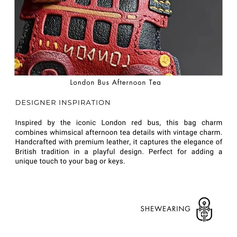 Genuine Leather London Red Bus Charm – Iconic British Design, Handcrafted Vintage Keychain for Bags and Accessories - Tomlynam
