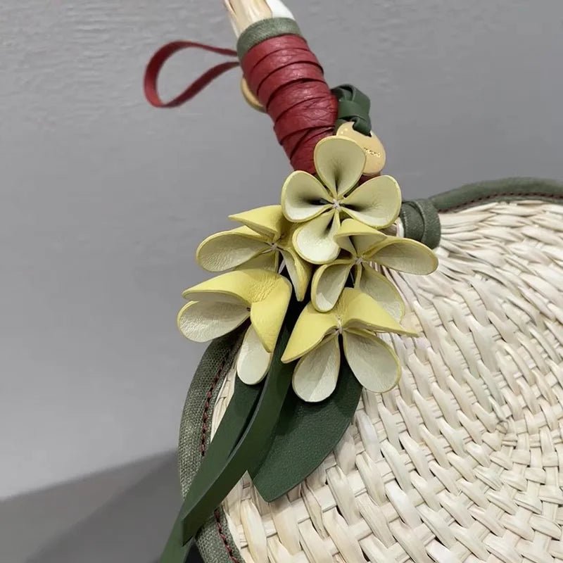 Golden Osmanthus Leather Flower Charm – Handmade Full - Grain Cowhide Floral Pendant | Realistic 3D Bloom Keychain for Elegant Bag Decoration - Tomlynam