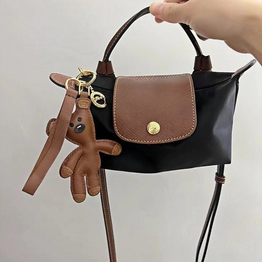 Hand - Stitched Leather Bear Bag Charm – Adorable Vintage Keychain Gift for Her - Tomlynam