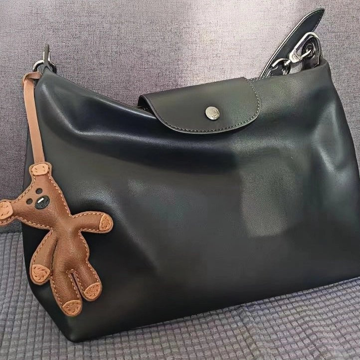 Hand - Stitched Leather Bear Bag Charm – Adorable Vintage Keychain Gift for Her - Tomlynam