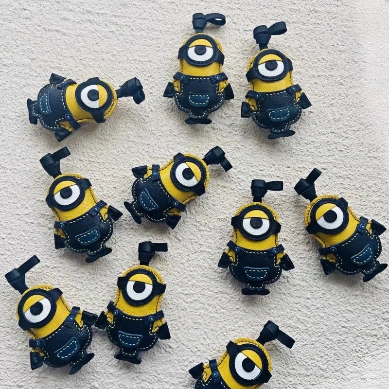 Handcrafted Big - Eyed Yellow Minion Leather Charm – Unique Bag & Key Accessory, Fun Gift Idea - Tomlynam