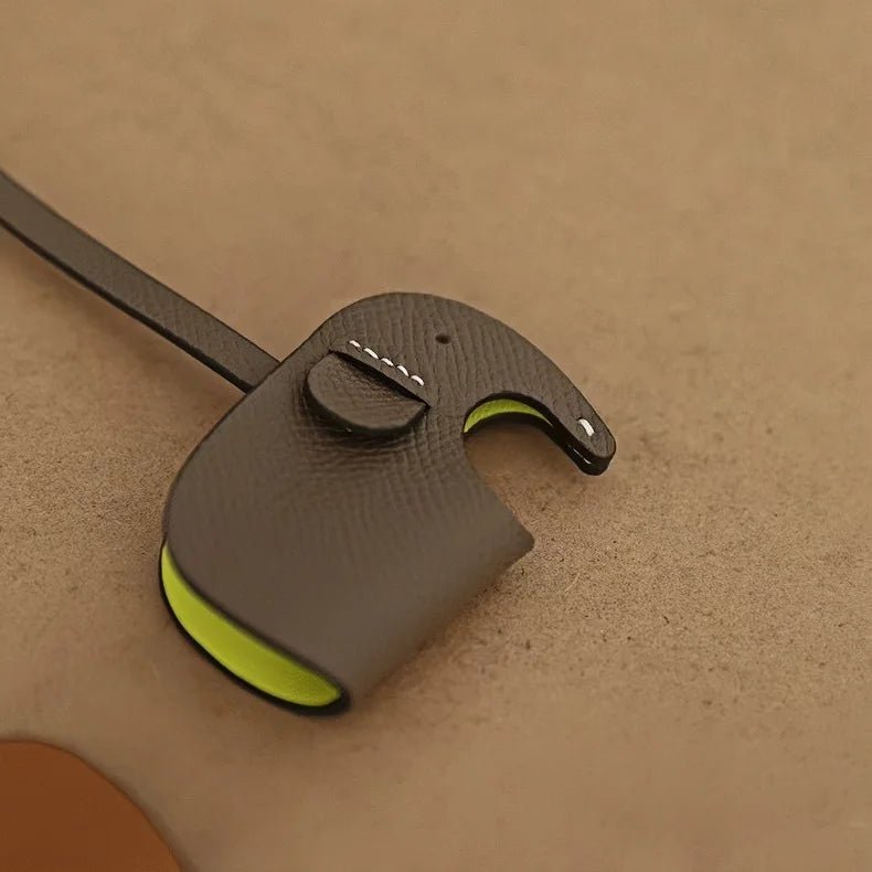 Handcrafted Elephant Leather Charm – Full - Grain Cowhide Bag Accessory with Minimalist Elegance - Tomlynam