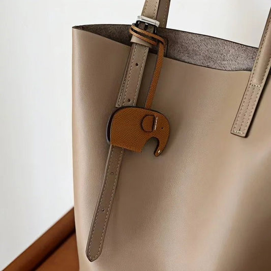 Handcrafted Elephant Leather Charm – Full - Grain Cowhide Bag Accessory with Minimalist Elegance - Tomlynam