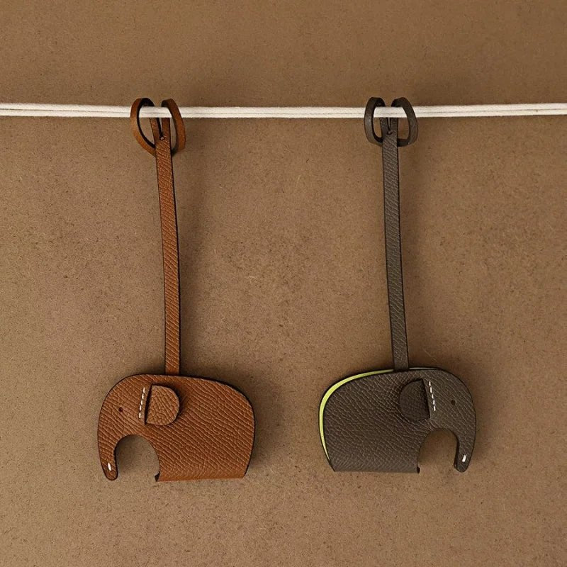 Handcrafted Elephant Leather Charm – Full - Grain Cowhide Bag Accessory with Minimalist Elegance - Tomlynam