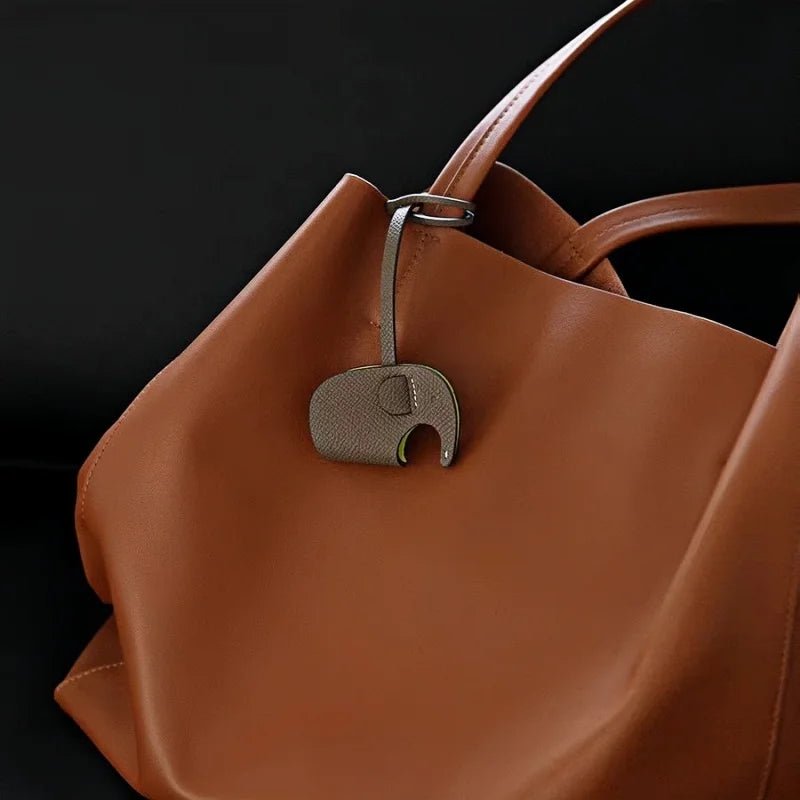Handcrafted Elephant Leather Charm – Full - Grain Cowhide Bag Accessory with Minimalist Elegance - Tomlynam