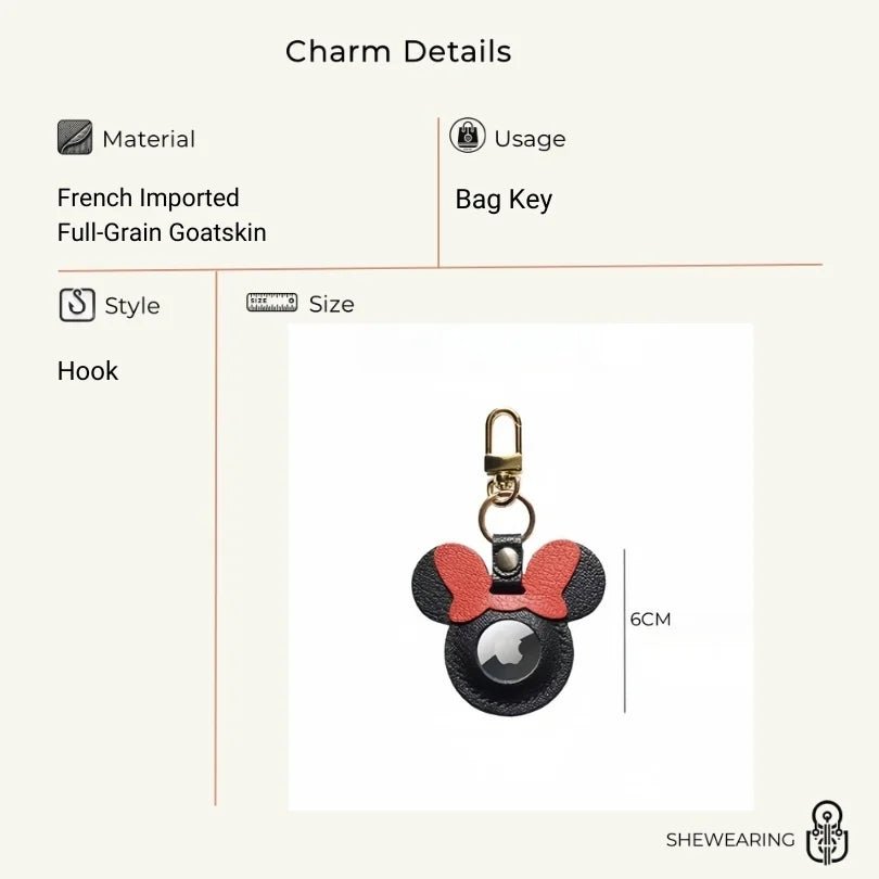 Handcrafted Leather AirTag Holder – Premium Full - Grain Goatskin Case for Apple AirTag | Secure & Stylish Anti - Loss Keychain Charm - Tomlynam