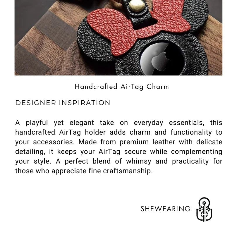 Handcrafted Leather AirTag Holder – Premium Full - Grain Goatskin Case for Apple AirTag | Secure & Stylish Anti - Loss Keychain Charm - Tomlynam