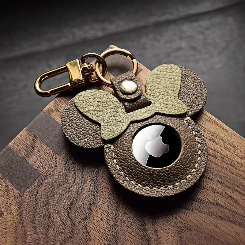 Handcrafted Leather AirTag Holder – Premium Full - Grain Goatskin Case for Apple AirTag | Secure & Stylish Anti - Loss Keychain Charm - Tomlynam