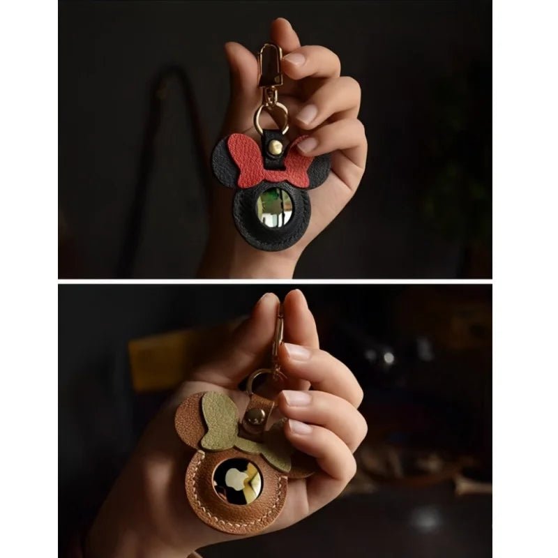 Handcrafted Leather AirTag Holder – Premium Full - Grain Goatskin Case for Apple AirTag | Secure & Stylish Anti - Loss Keychain Charm - Tomlynam