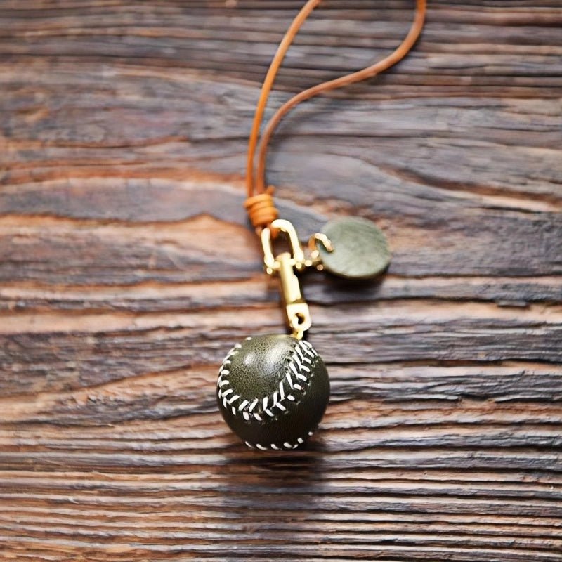 Handcrafted Leather Baseball Bag Charm – Genuine Cowhide, Keychain or Bag Accessory, Thoughtful Gift for Sports Lovers - Tomlynam