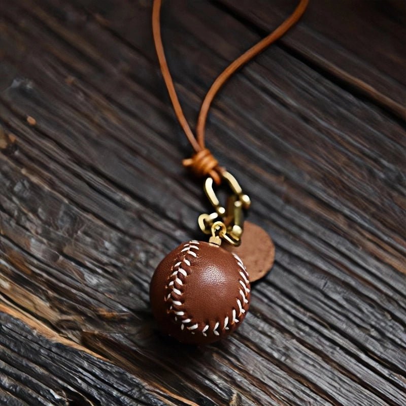 Handcrafted Leather Baseball Bag Charm – Genuine Cowhide, Keychain or Bag Accessory, Thoughtful Gift for Sports Lovers - Tomlynam