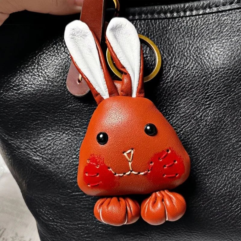 Handcrafted Leather Bunny Bag Charm – Whimsical Rabbit Design, Unique Gift for Men & Women - Tomlynam