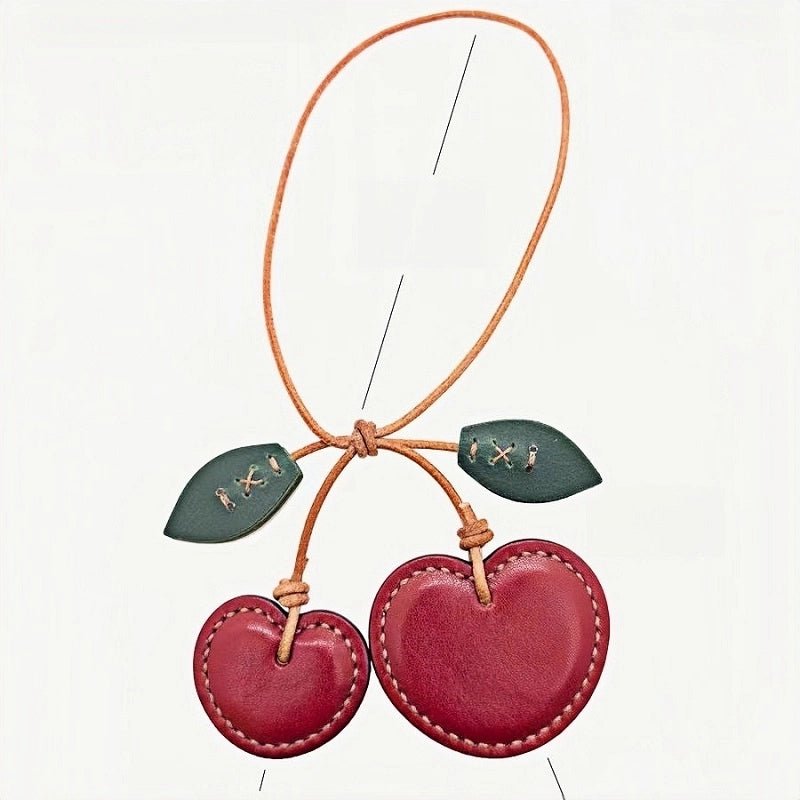 Handcrafted Leather Cherry Bag Charm – Premium Cowhide, Vibrant 3D Cherries, Stylish Accessory for Bags and Keys, Perfect Gift for Women - Tomlynam