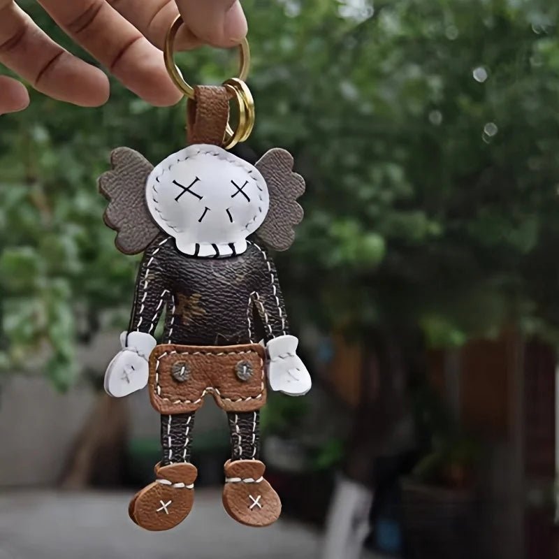 Handcrafted Leather Doll Charm – French Goatskin Keychain for Bags, Unisex Birthday Gift, Unique Trendy Style - Tomlynam