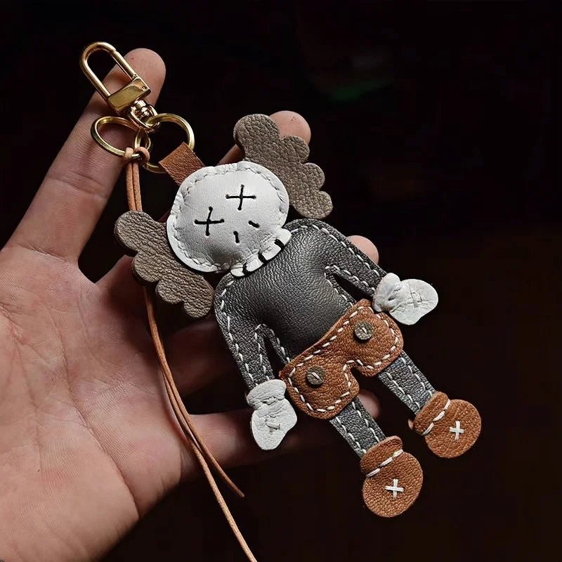Handcrafted Leather Doll Charm – French Goatskin Keychain for Bags, Unisex Birthday Gift, Unique Trendy Style - Tomlynam