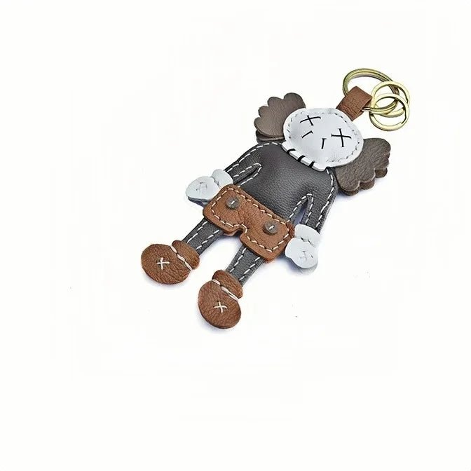 Handcrafted Leather Doll Charm – French Goatskin Keychain for Bags, Unisex Birthday Gift, Unique Trendy Style - Tomlynam