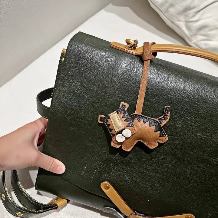 Handcrafted Leather Tiger Bag Charm – Unique Designer Keychain & Accessories Gift - Tomlynam