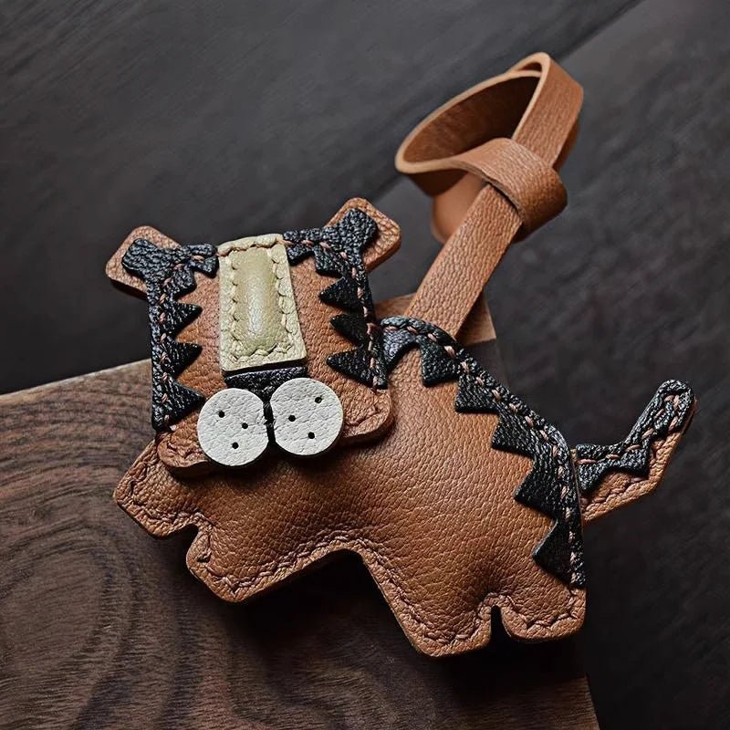 Handcrafted Leather Tiger Bag Charm – Unique Designer Keychain & Accessories Gift - Tomlynam