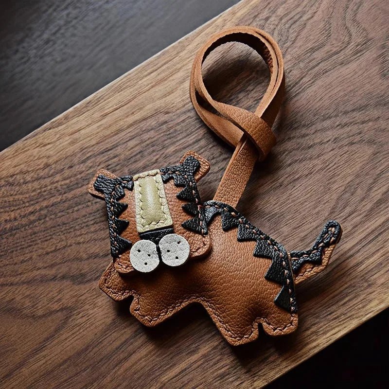 Handcrafted Leather Tiger Bag Charm – Unique Designer Keychain & Accessories Gift - Tomlynam