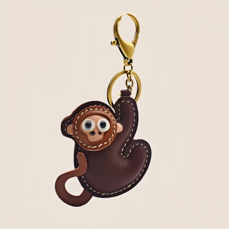 Handcrafted Lucky Monkey Leather Bag Charm – Full - Grain Leather Keychain | Zodiac Monkey Pendant | Car & Handbag Decoration - Tomlynam